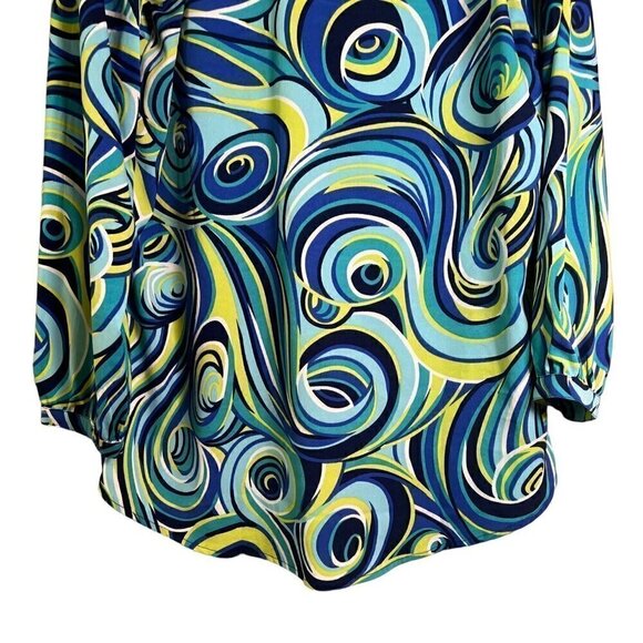 NWT Buckhead Betties Green & Blue Swirl Pattern Shift Blouse Size Large - Picture 10 of 11